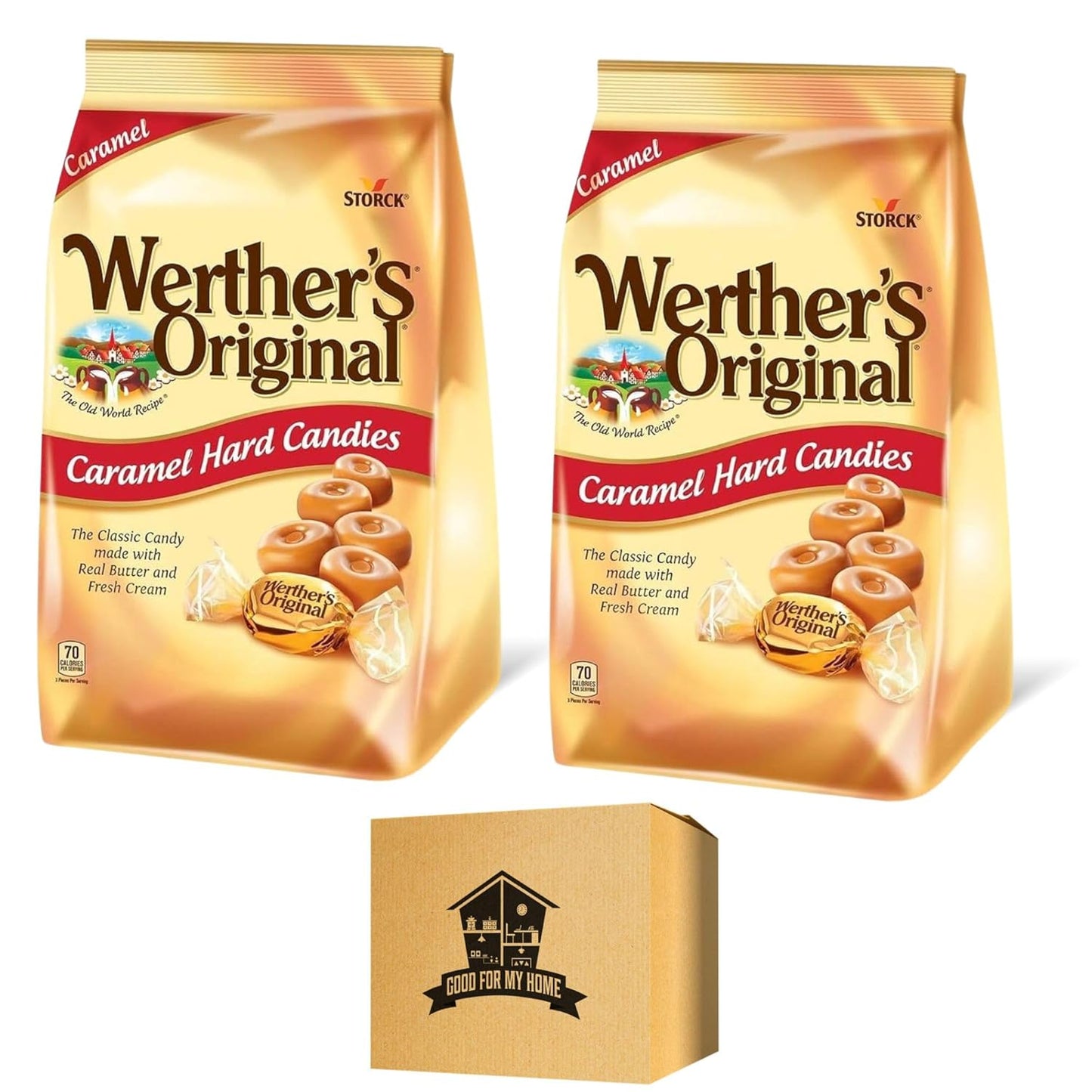 Bulk Hard Caramel Candy - Two 30 Oz Bags for Sharing