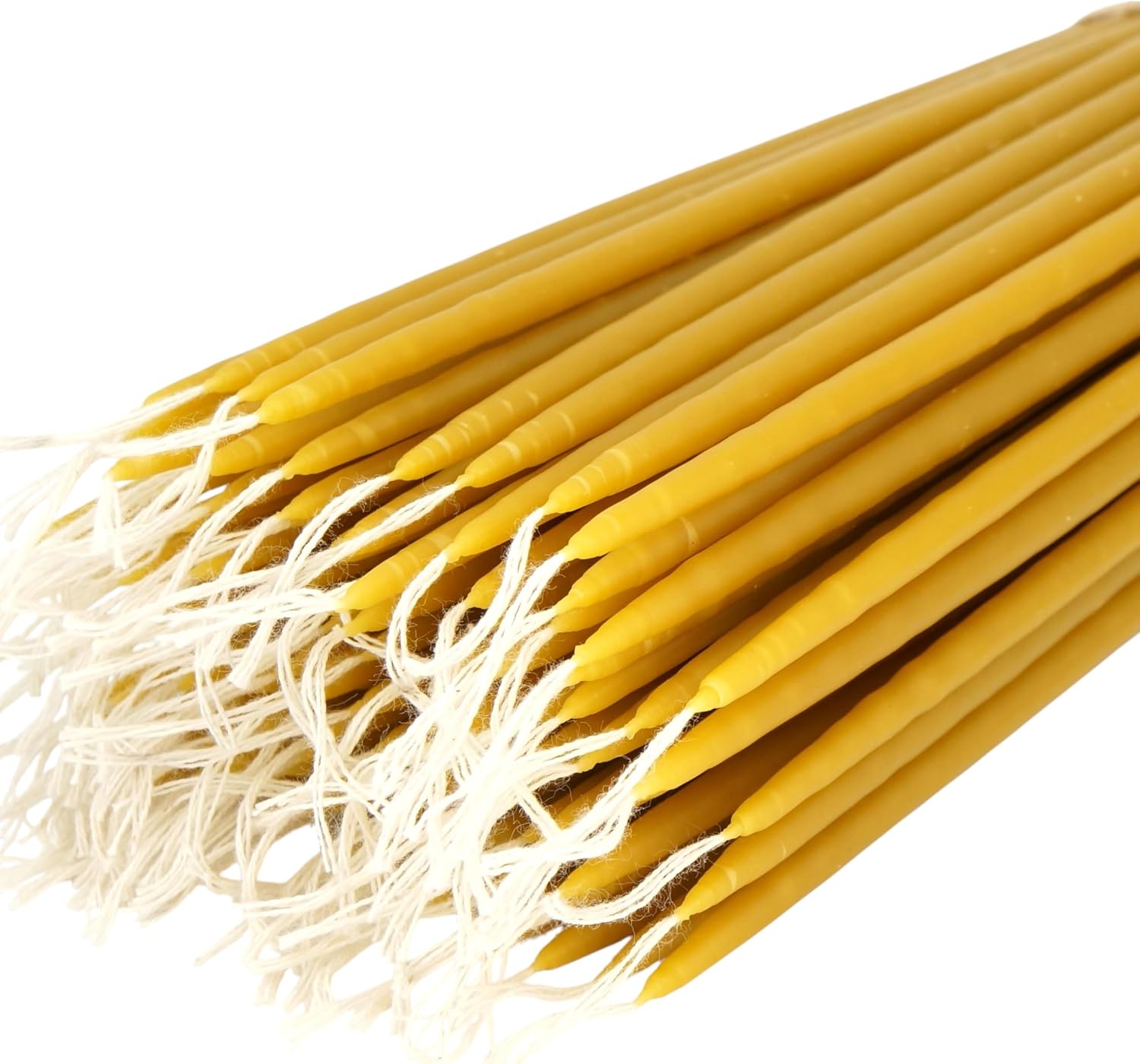 200 Pure Beeswax Church Candles - Dripless and Smokeless Tapers