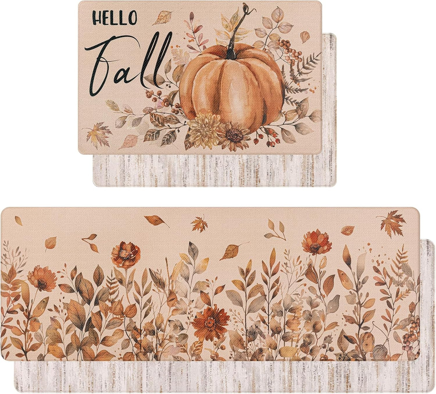 U'Artlines Fall Kitchen Rugs Set of 2 for Autumn Decor