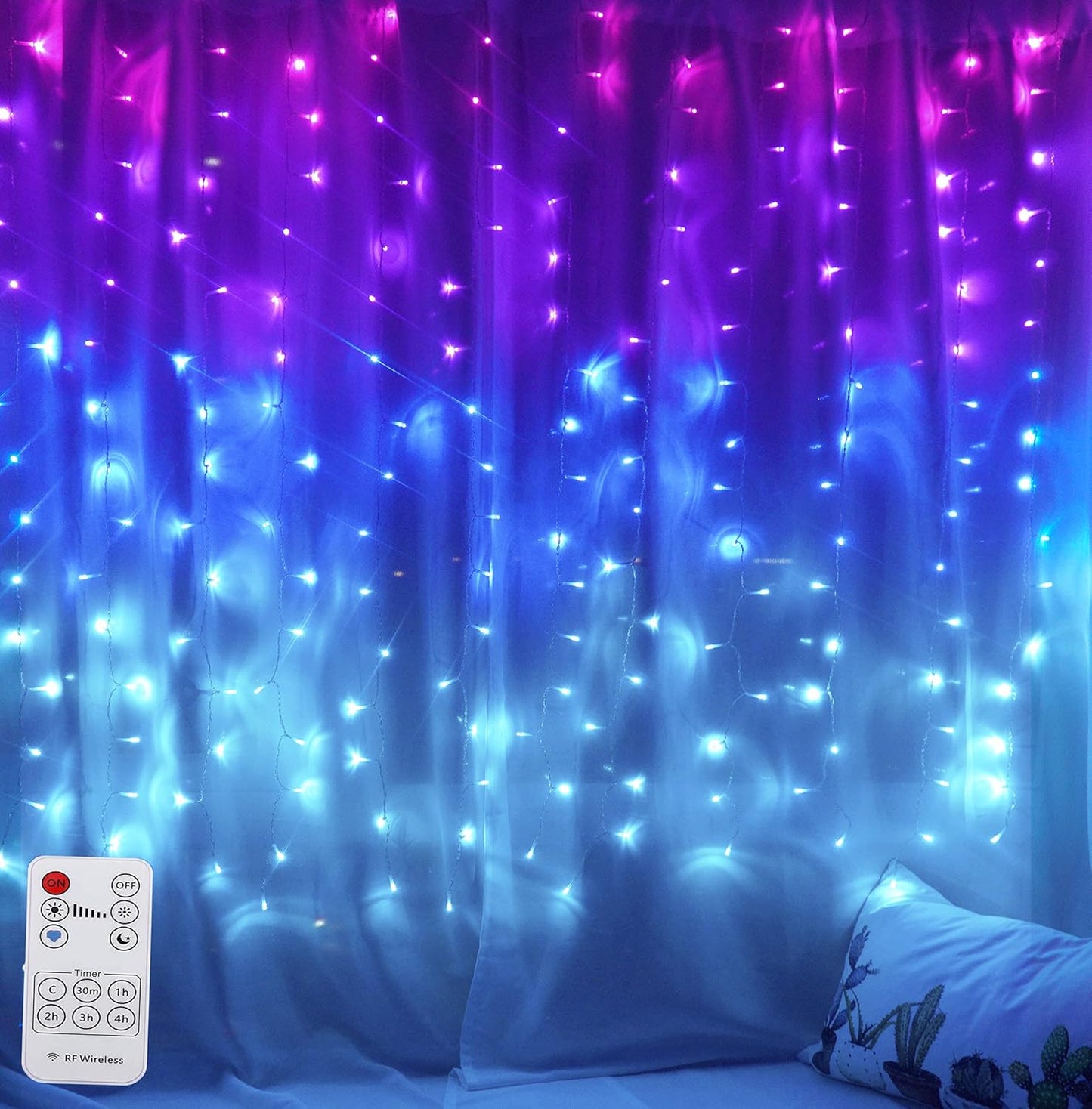 Rainbow Ombre Curtain Lights - Remote Controlled