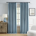 DUALIFE Blue Blackout Curtains 90 in Pinch Pleat 2-Panel Set - Full