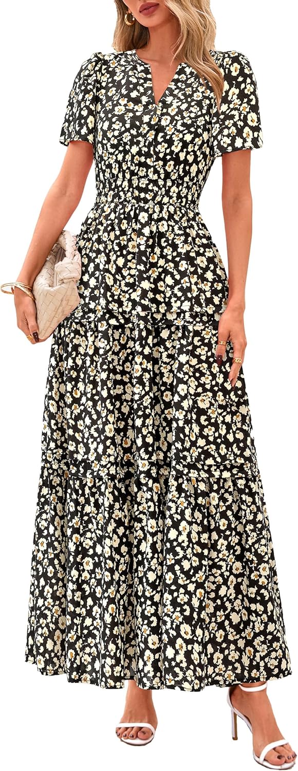 PRETTYGARDEN Women's Boho Maxi Dress for Summer Beach Vacations