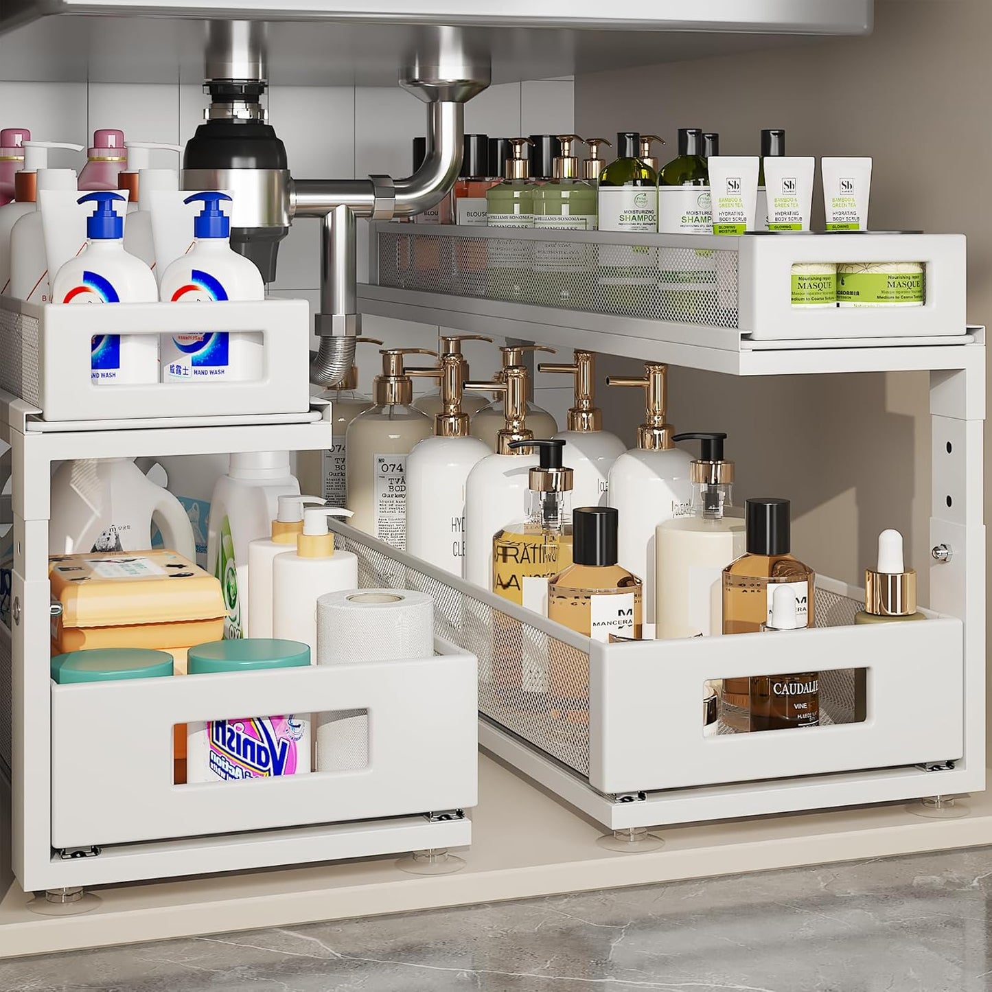 21.3IN Under Sink Organizer with Smooth Ball-Bearing Slides
