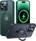 14 Pro Green Case with Magnetic Invisible Stand - Slim Shockproof