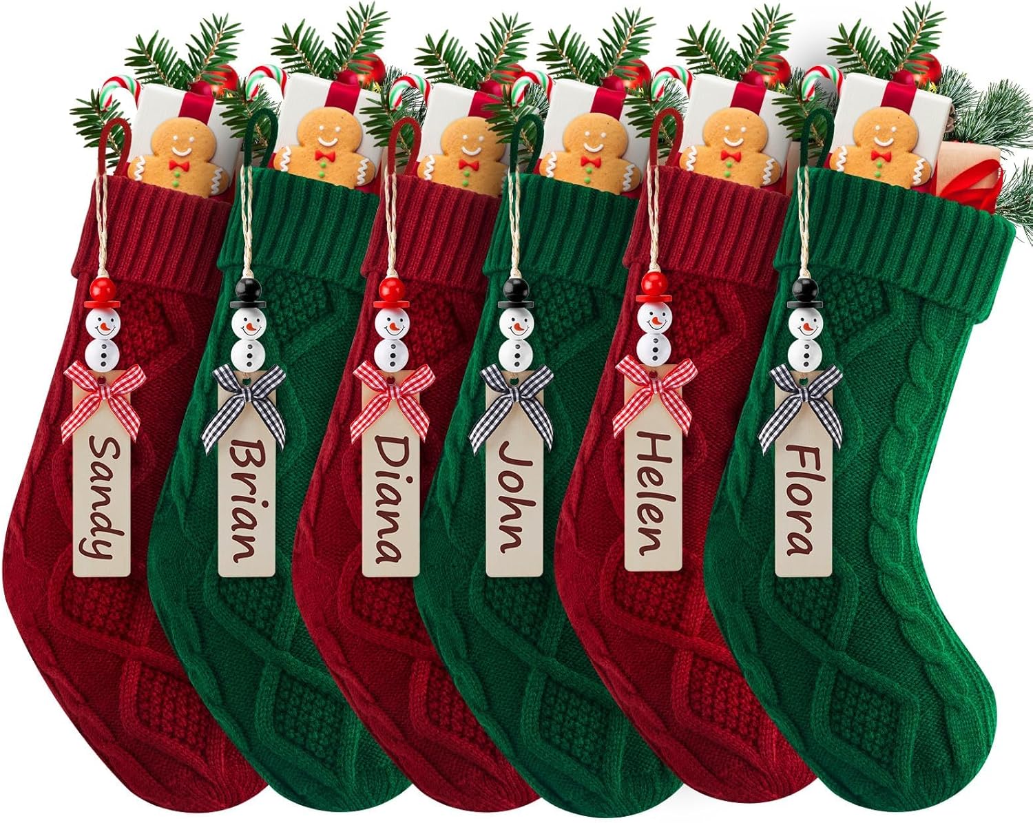 Personalized Christmas Stockings - 18 Inch Knitted Decor Set