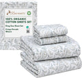 100% Organic Cotton Percale Sheets King Size - Crisp, Deep Pocket