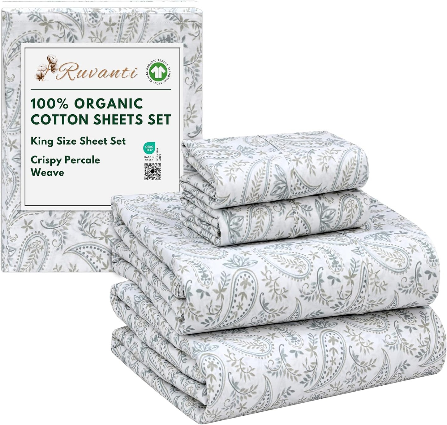 100% Organic Cotton King Size Sheets Set for Ultimate Comfort
