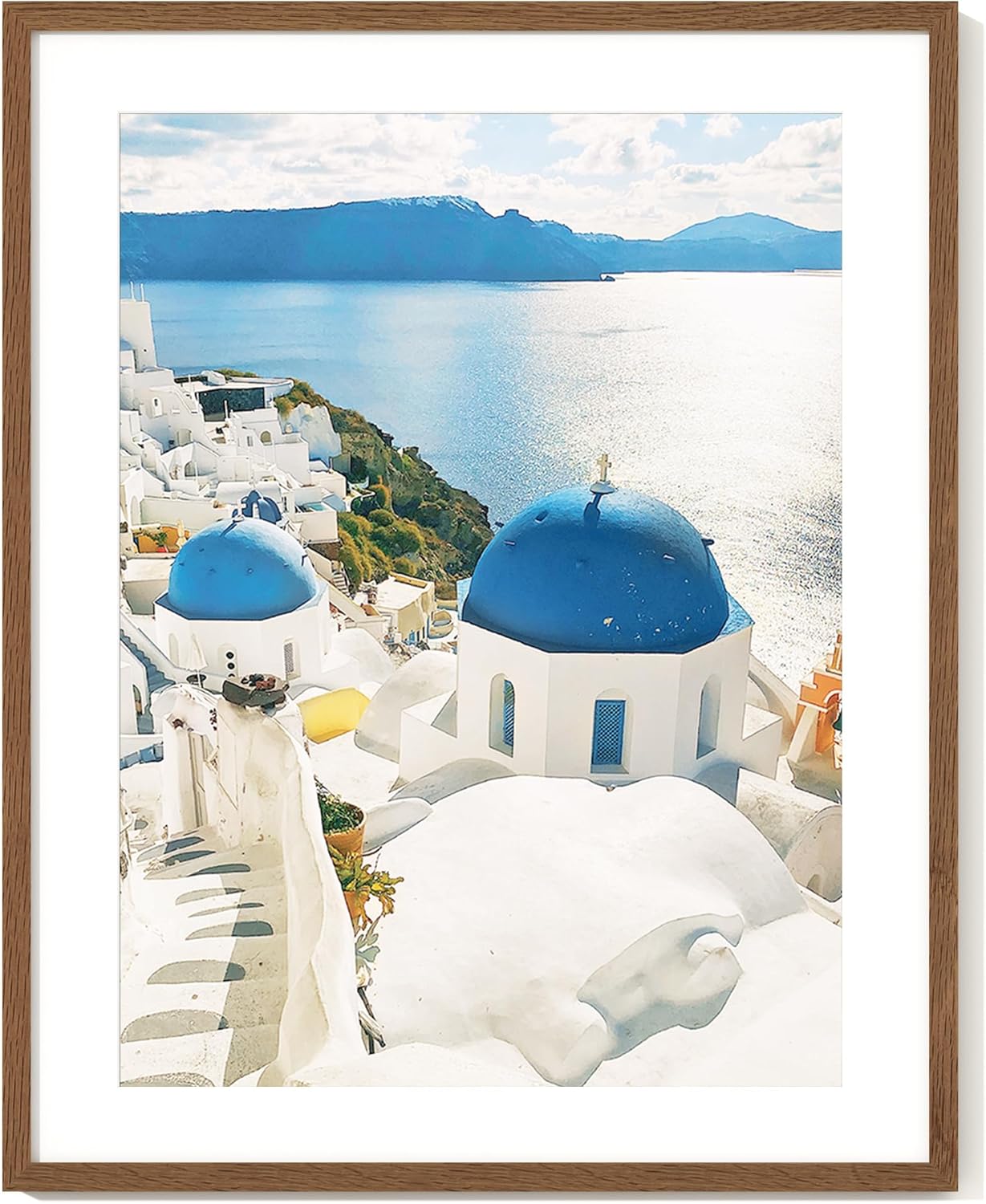 22x28 Picture Frame with Mat for 18x24, Solid Oak Wood Frame