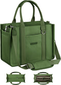 Womens Canvas Tote Bag with Zipper and Compartments - Multi Pocket