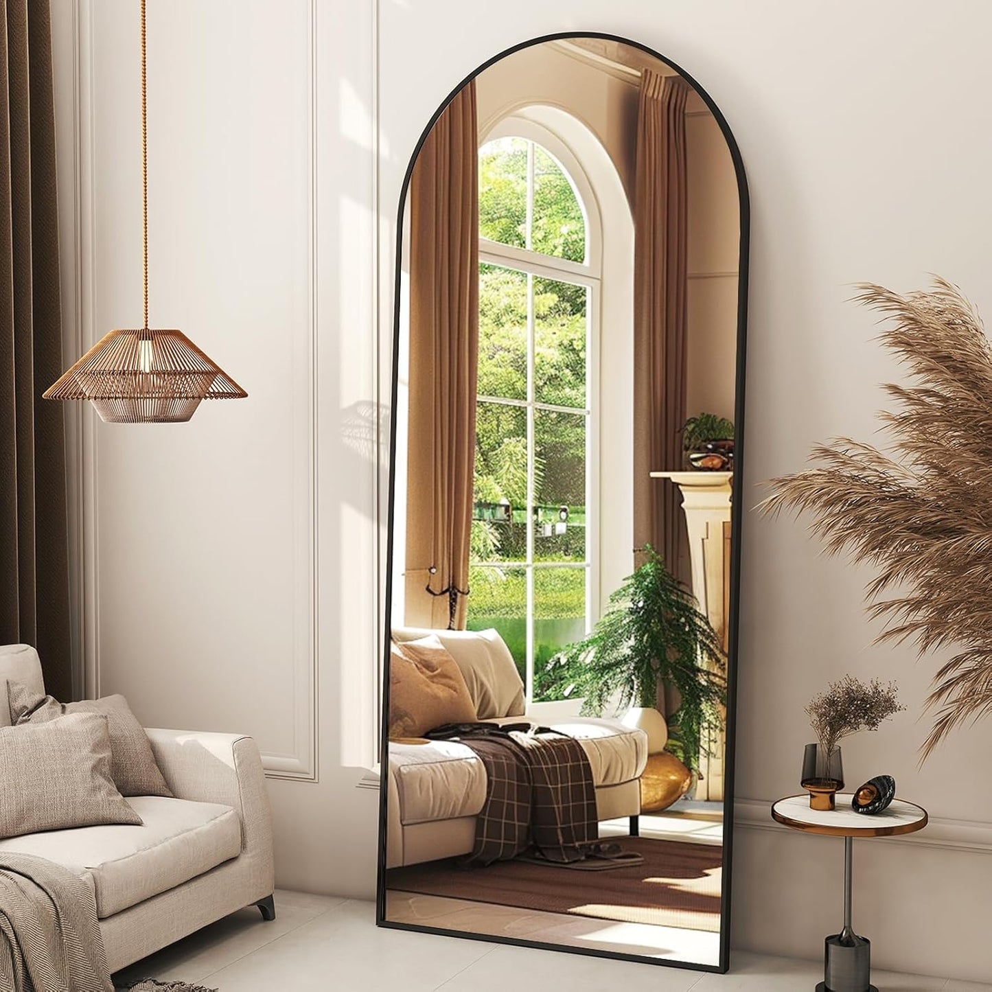 56x21 Arched Full Length Mirror with Aluminum Alloy Frame