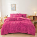 Fluffy hot Pink Comforter Cover Twin Size - Ultra Soft Plush Set