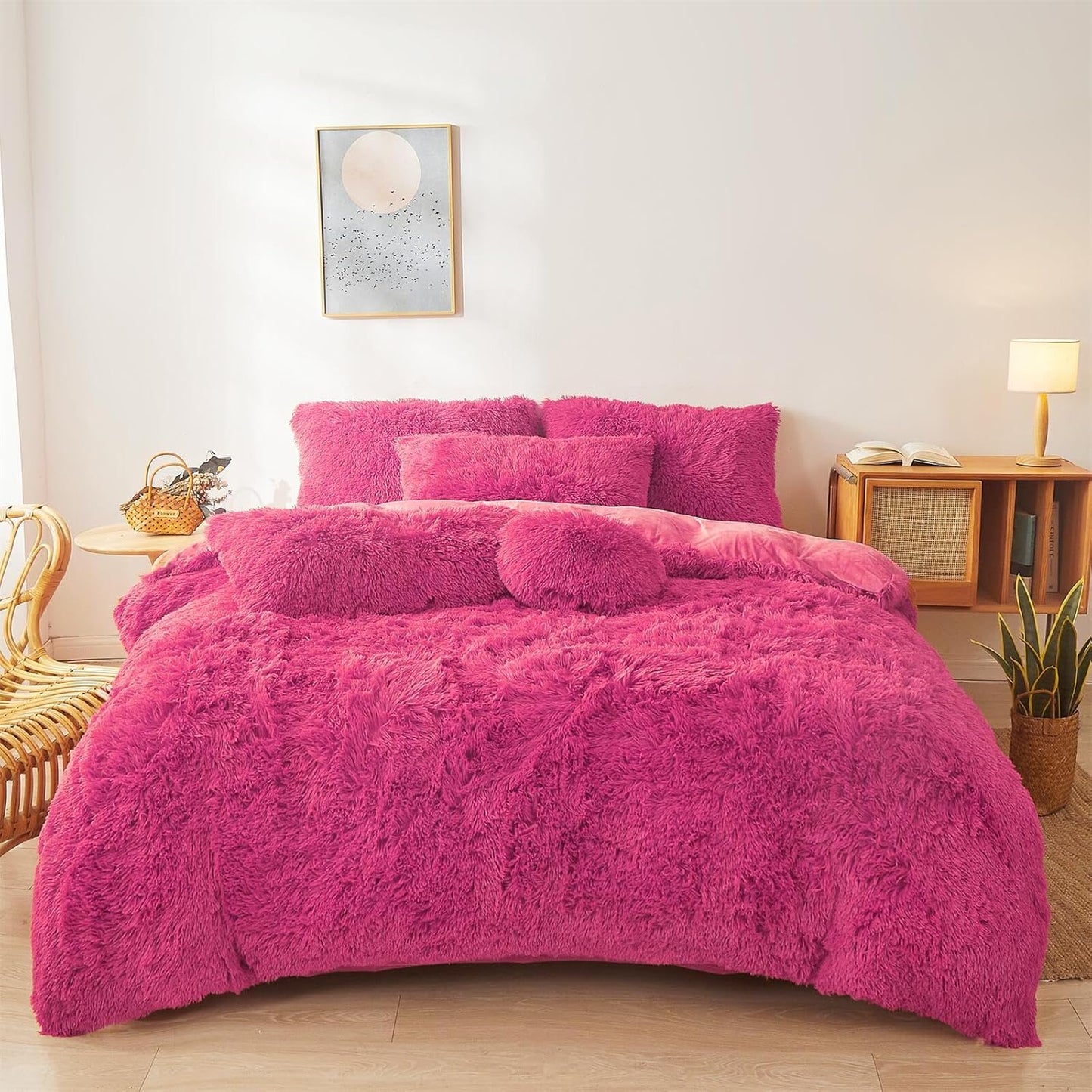 Fluffy Hot Pink Comforter Set Twin Size for Cozy Bedrooms