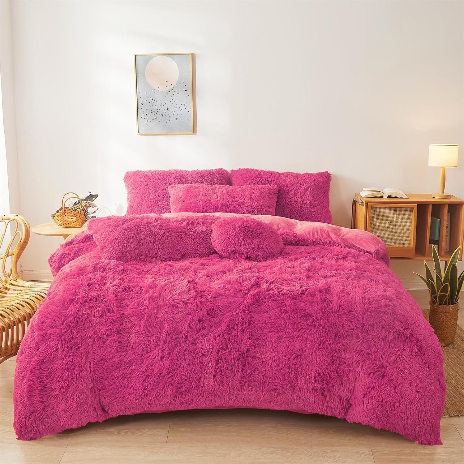 Fluffy Hot Pink Comforter Set Twin Size for Cozy Bedrooms