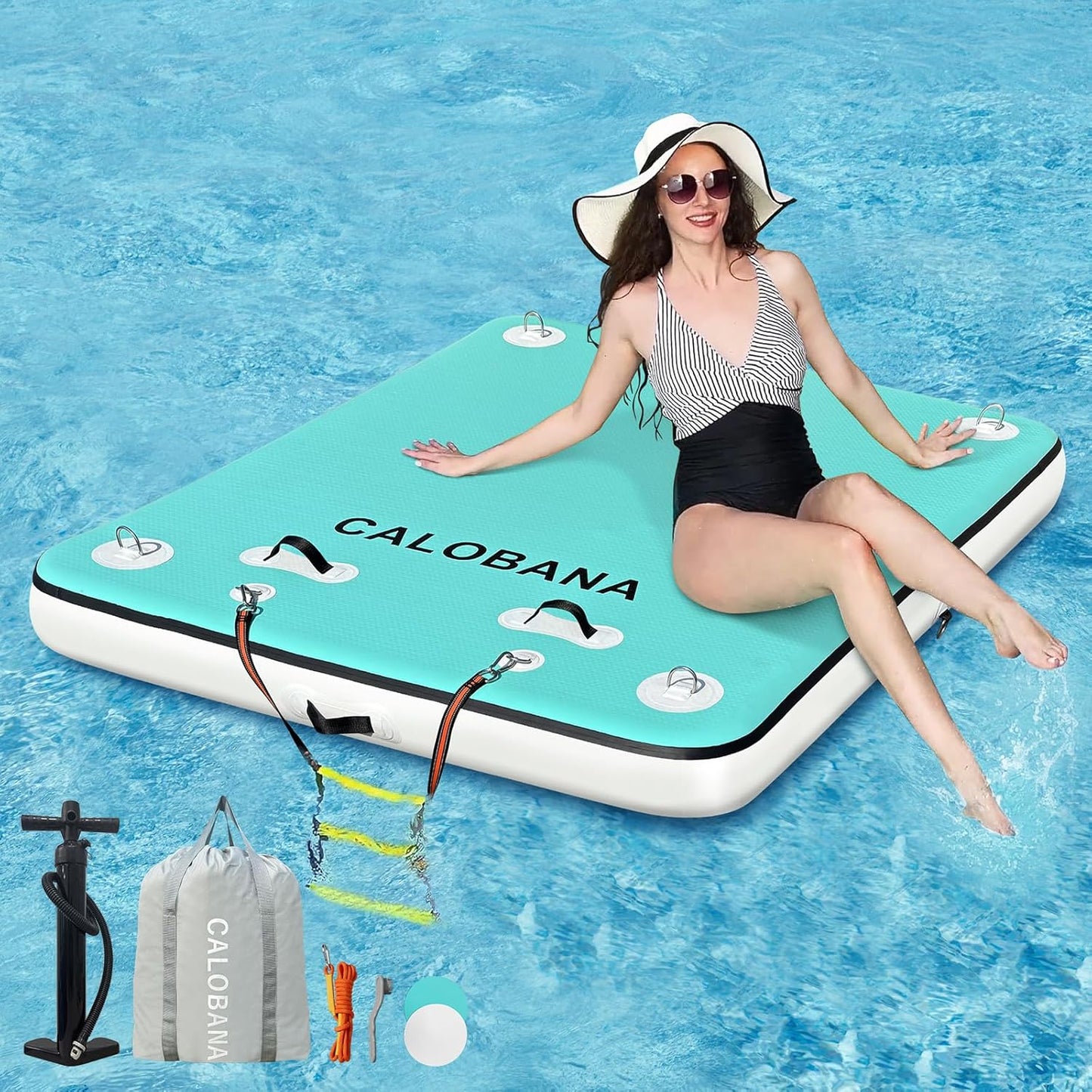 Inflatable Floating Dock for Lake Fun with Detachable Ladder