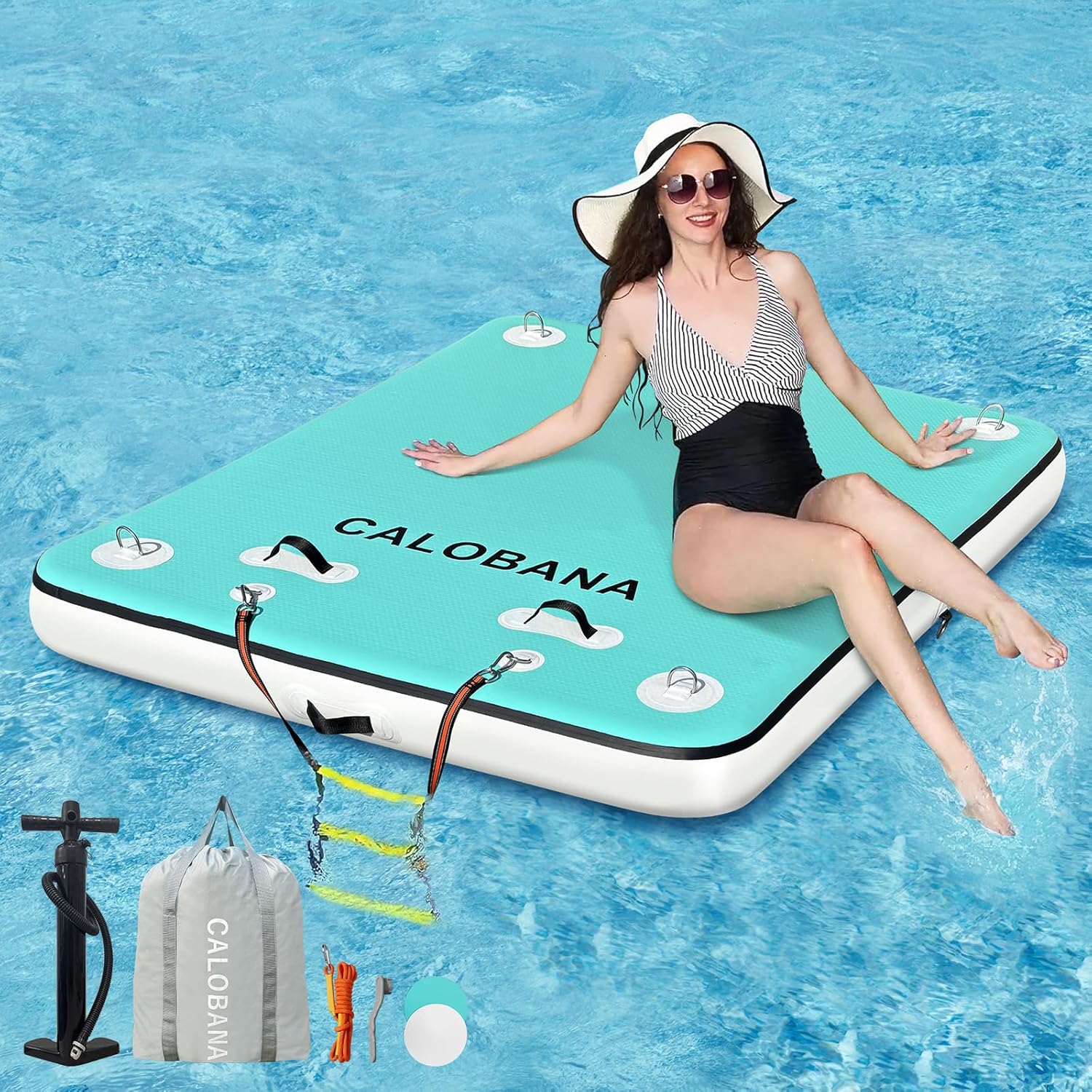 Inflatable Floating Dock for Lake Fun with Detachable Ladder