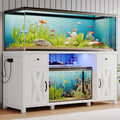 75 Gallon Fish Tank Stand with LED Lights & Power Outlets - Farmhouse