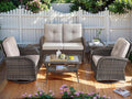 HUMMUH 5-Piece Patio Wicker Conversation Set - Cozy 4-Person Outdoor