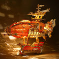 LED 3D Wood Puzzle Fantasy Airship Model - Steampunk LED Kit