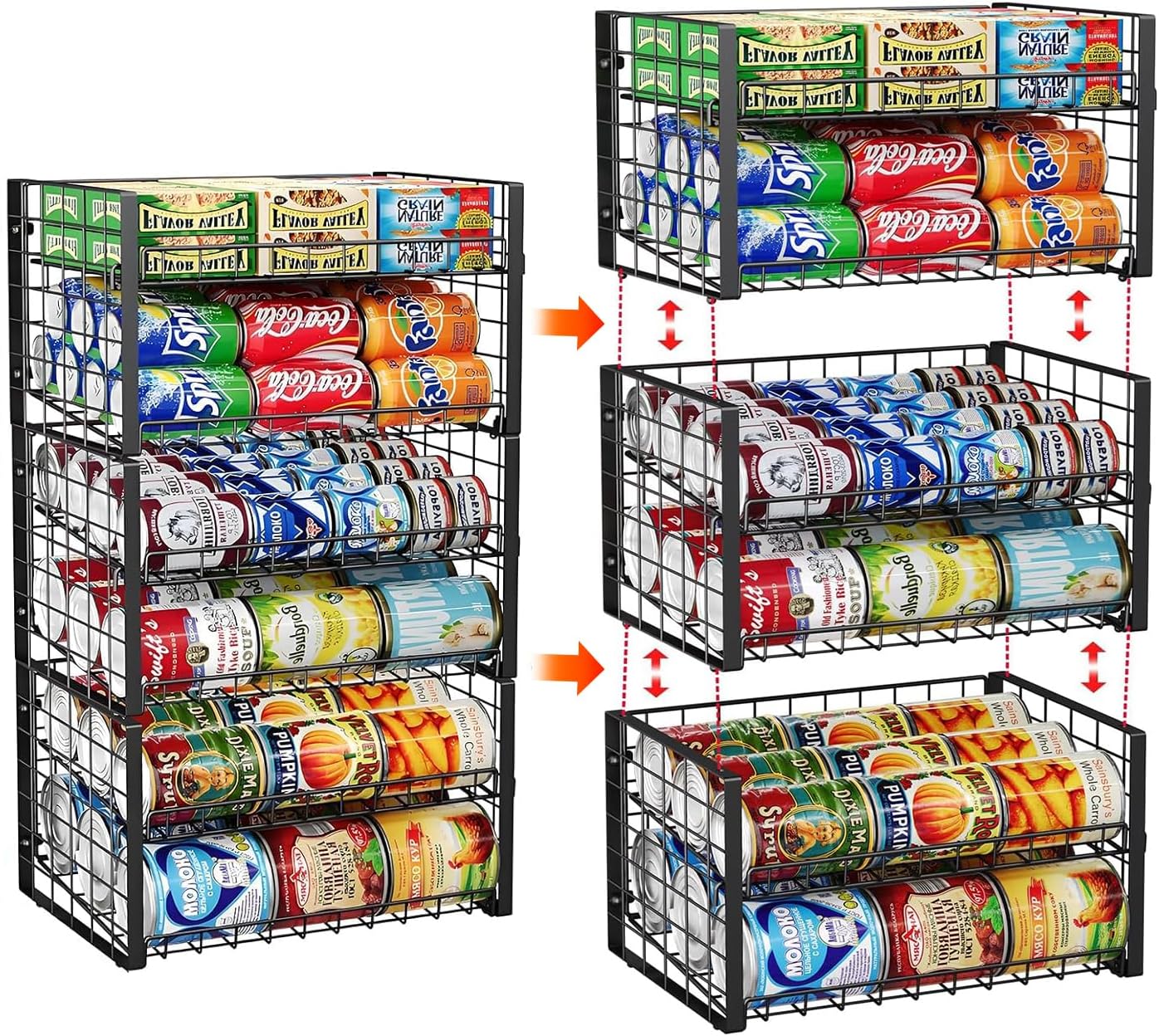 Adjustable 2-Tier Stackable Rack Organizer for Pantry Storage