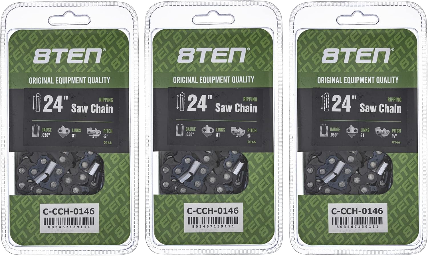 8TEN Ripping Chainsaw Chain 24 Inch for Echo CS-600P and More