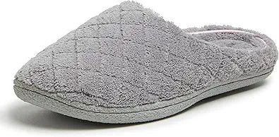 Dearfoams Womens Leslie Quilted Terry Casual Slippers in Blue