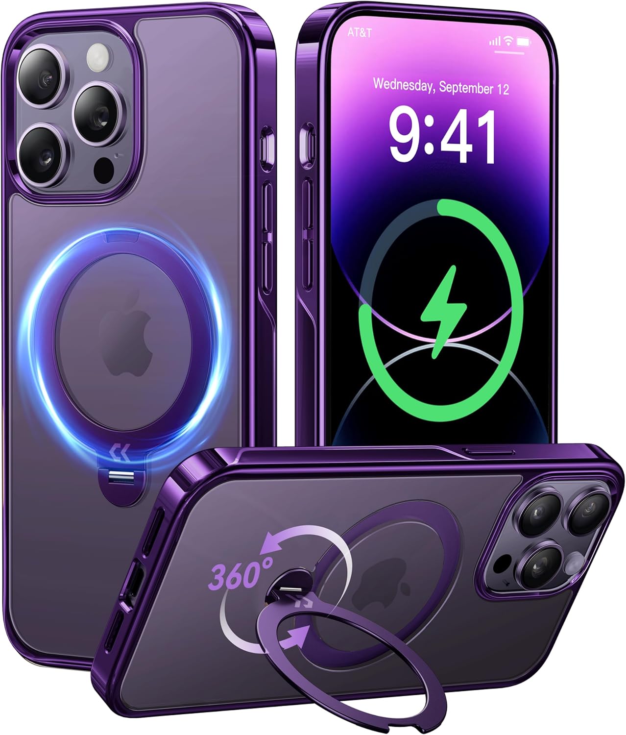 CASEKOO Royal Purple Titanium iPhone 14 Pro Max Case with Stand