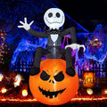 6ft Inflatable Halloween Yard Decoration - Lighted Skeleton on Pumpkin
