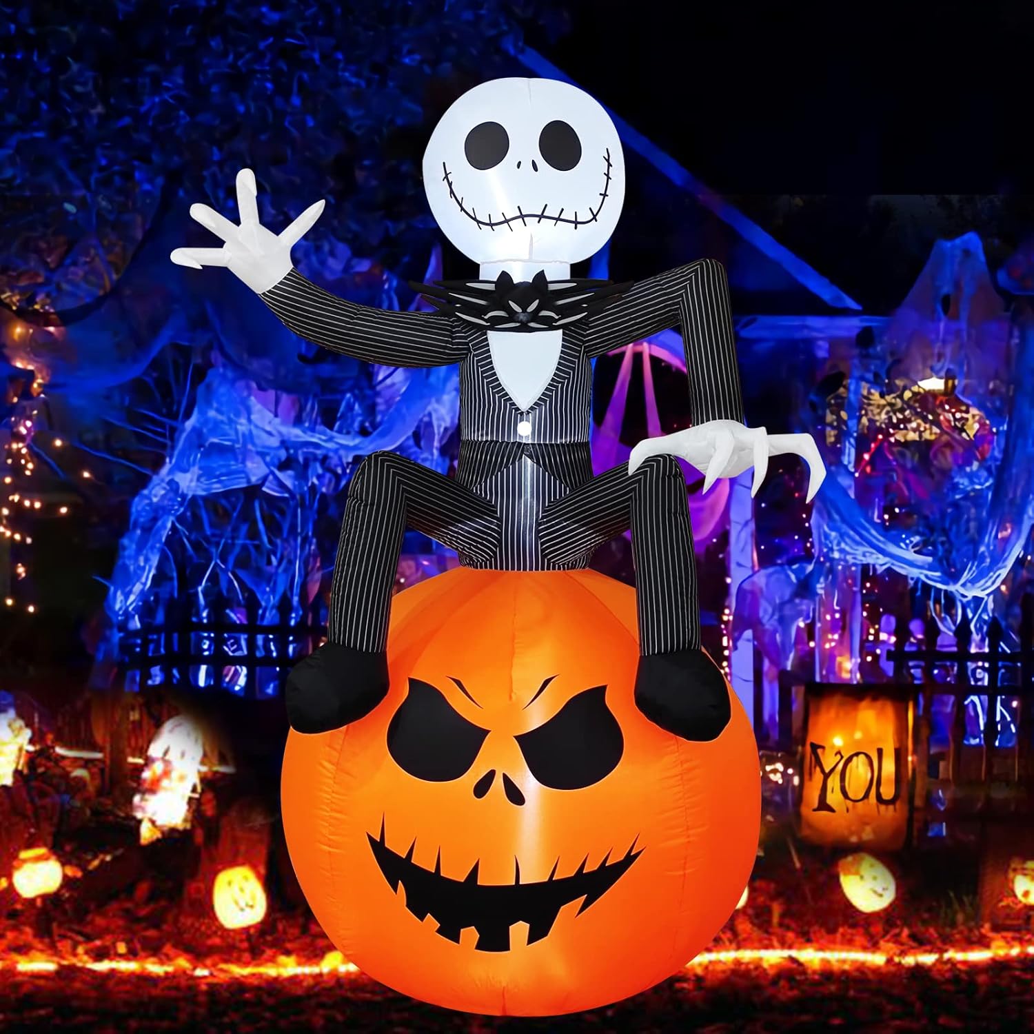 6Ft Inflatable Halloween Yard Decoration with LED Lights