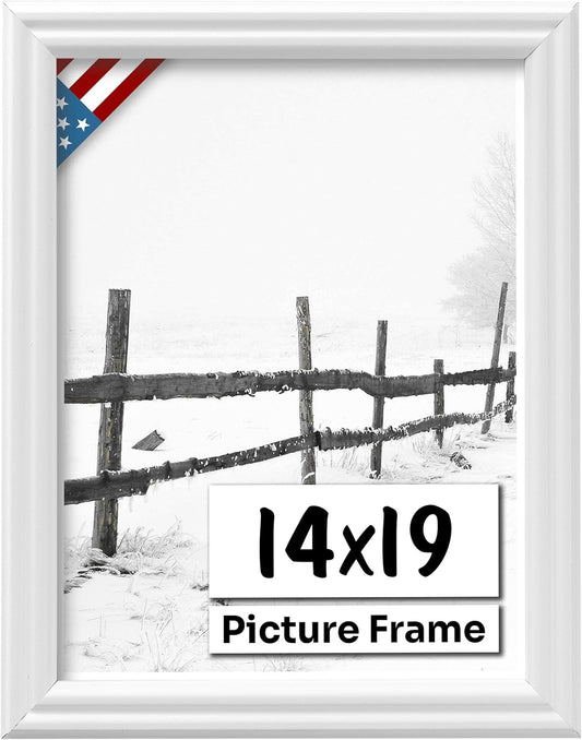 White 14x19 Picture Frame with UV-Blocking Plexiglass for Art