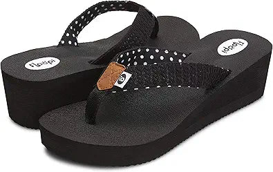 Floopi High Heel Wedge Sandals for Women with Comfortable Footbed