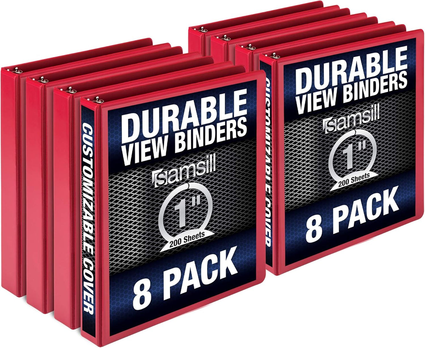 Durable 1 Inch Binder Red 8 Pack for School and Office Use
