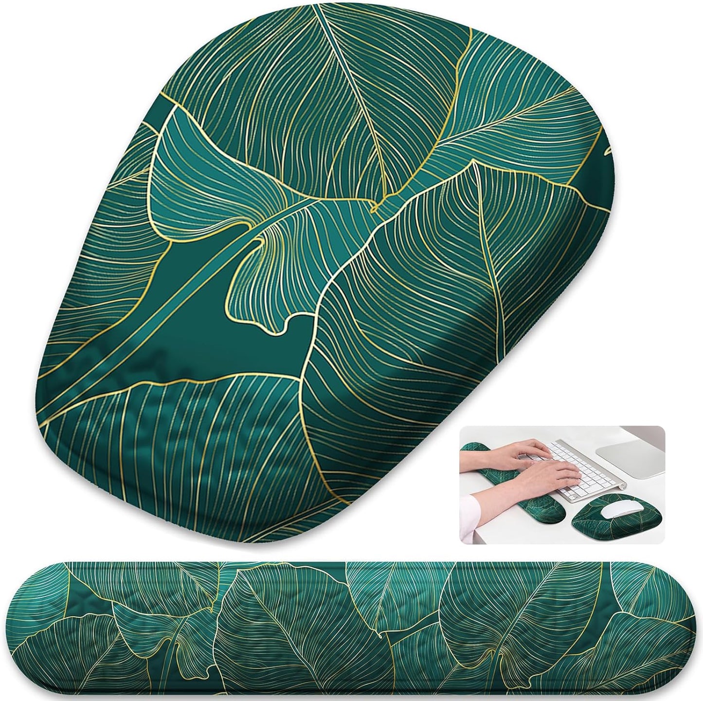 Memory Foam Wrist Rest Set for Pain Relief - Green