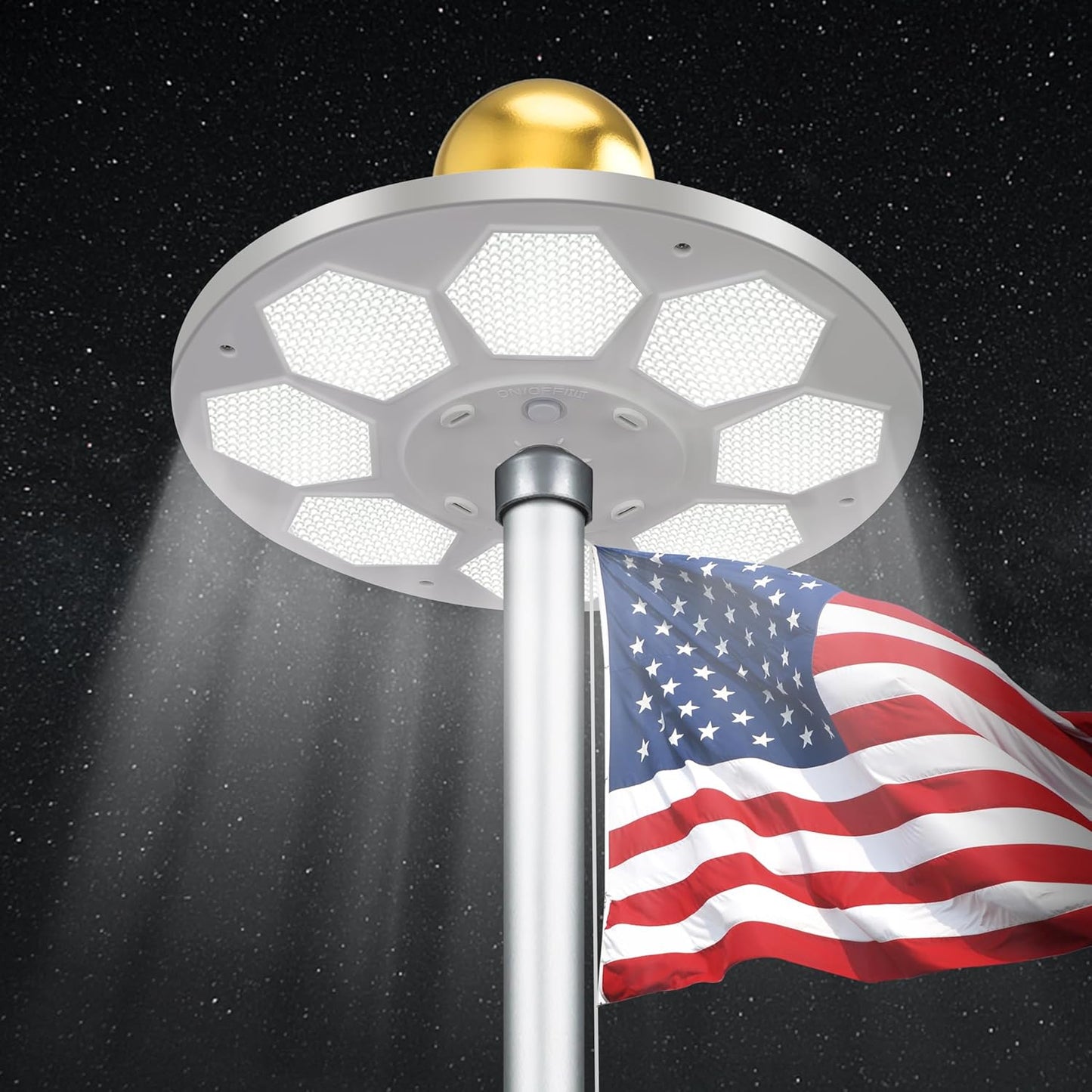 PPQ Solar Flagpole LED Light for 15-25 Ft Poles - Ultra Bright