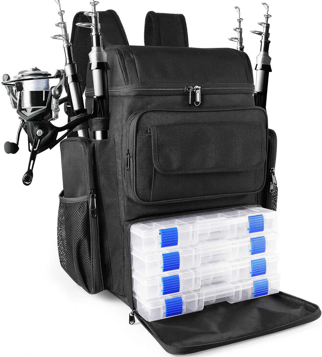Fishing Tackle Backpack with Rod Holders for Outdoor Adventures