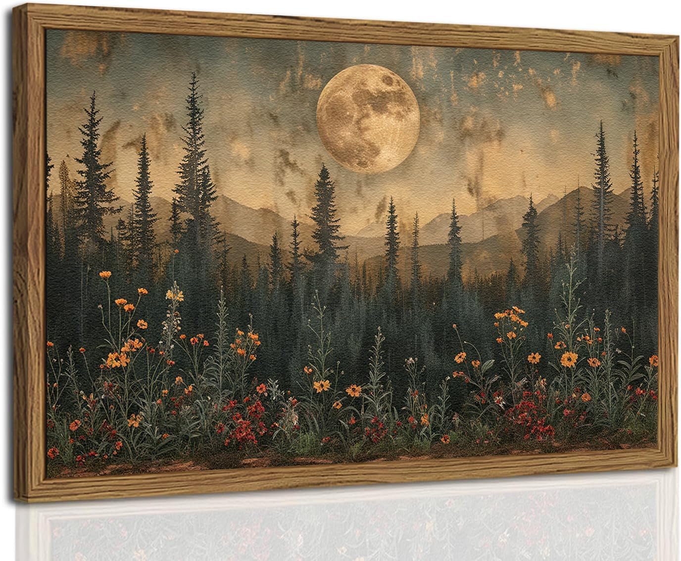 Vintage Moon Forest Wall Art for Nature Lovers and Decor
