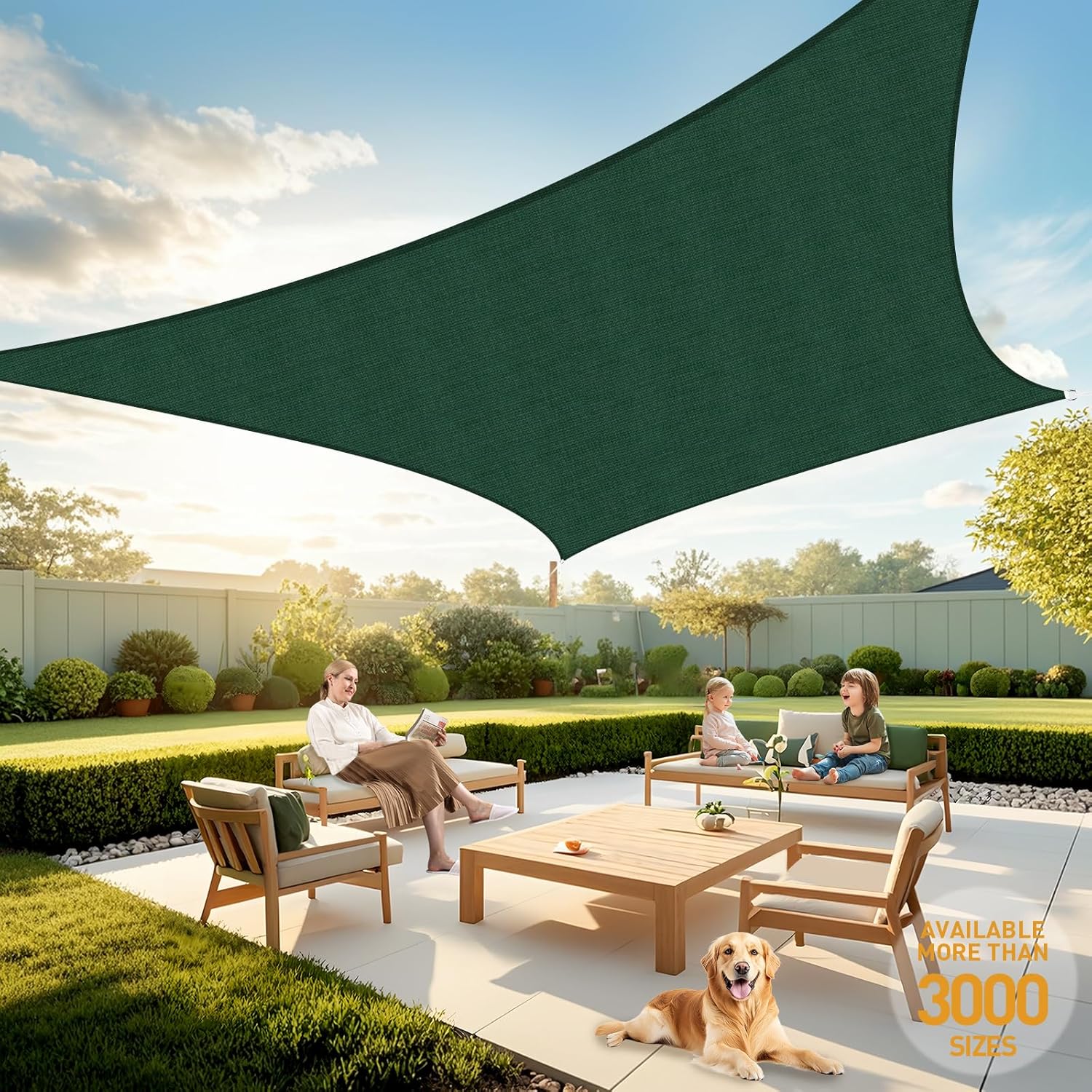 Artpuch Sun Shade Sail 12ftx16ft Dark Green Rectangle for Outdoors