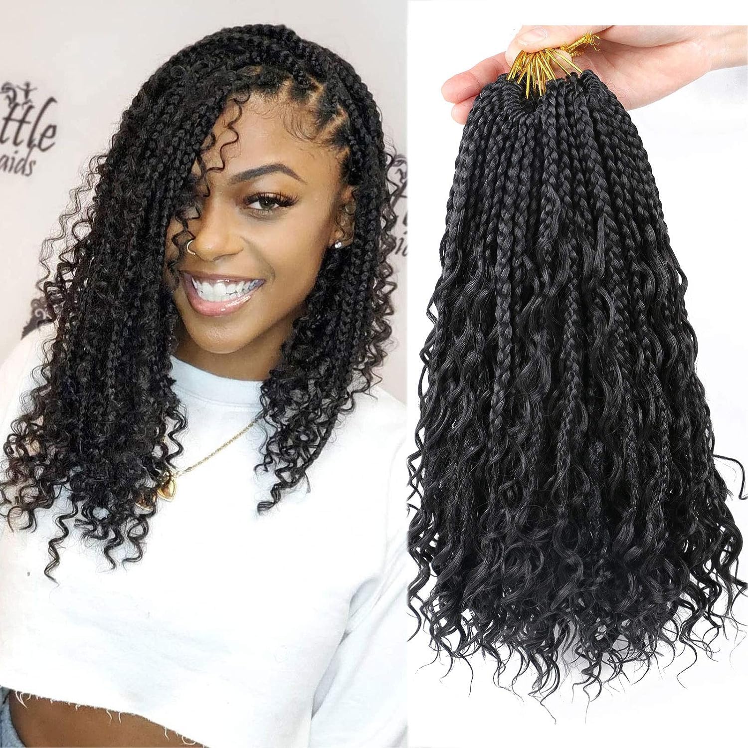 LMZIM 14 Inch Goddess Box Braids Crochet Hair for Black Women