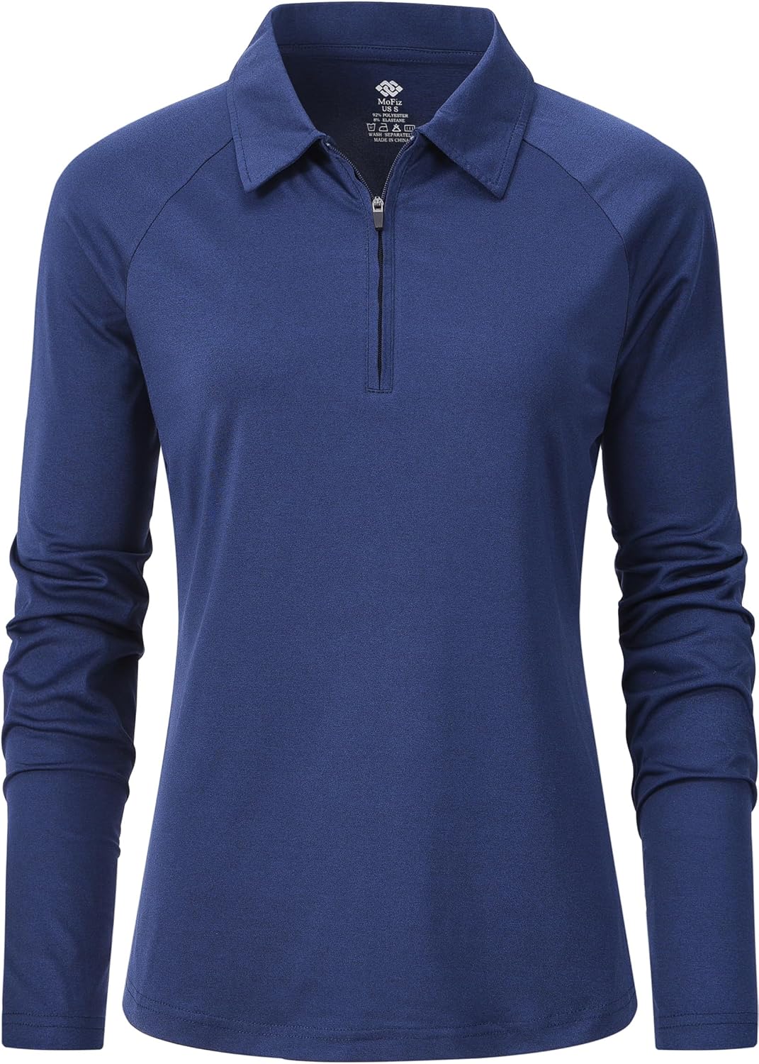 MoFiz Women's Long Sleeve Athletic Polo Shirt - Quick Dry Navy