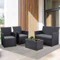 4 Piece Outdoor Patio Furniture Set - Compact Rattan Conversation Sofa