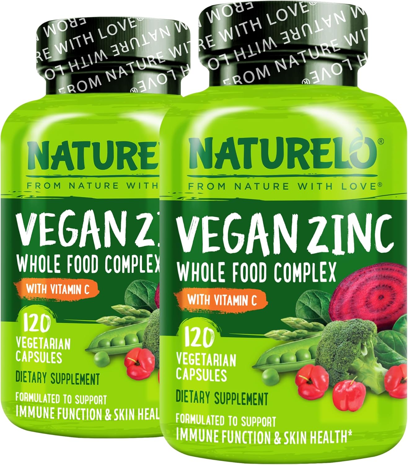 NATURELO Vegan Zinc Immune Support Capsules for Healthy Skin
