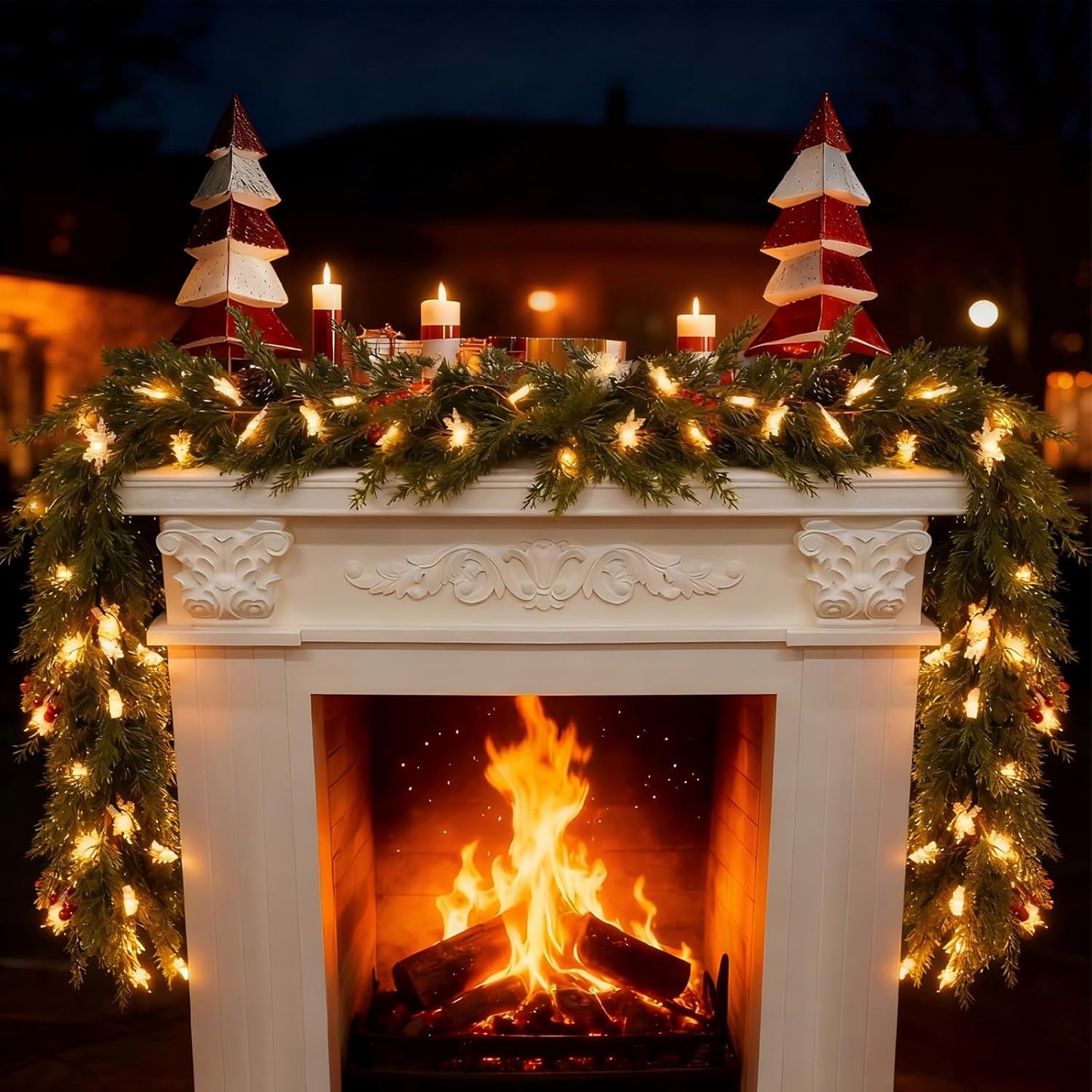 9FT Christmas Garland with Lights for Festive Holiday Decor
