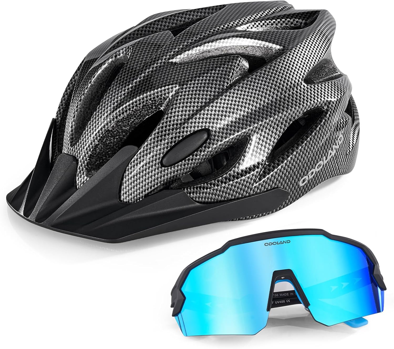 Odoland Adult Bike Helmet and Sunglasses Set for Safe Riding