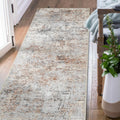 Runner Rug 3x10 Washable Taupe Multi - Thin Non-Slip Hallway Runner