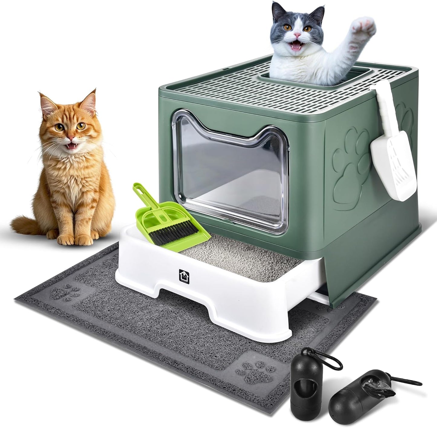 Enclosed Cat Litter Box with Lid for Easy Cleaning and Odor Control