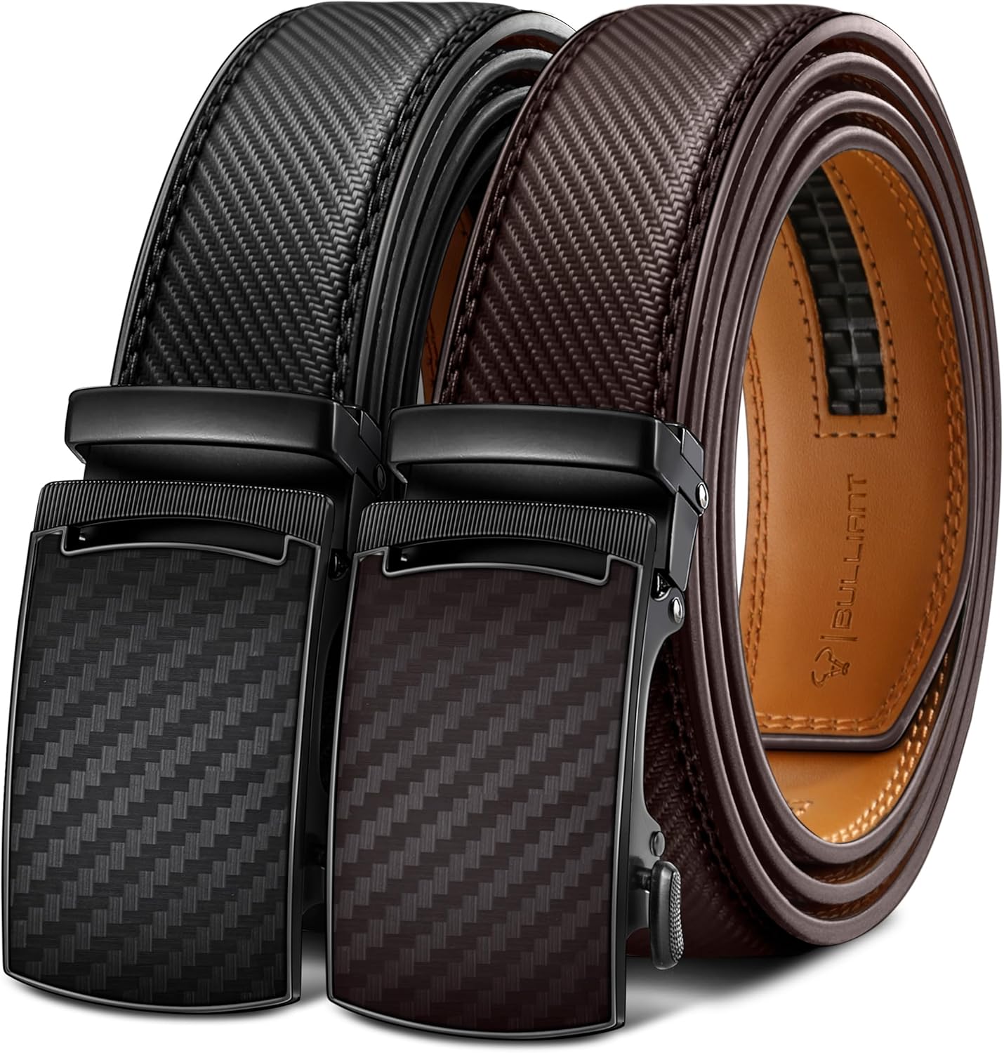 BULLIANT Men's Leather Ratchet Belt 2Pack for Dress and Casual