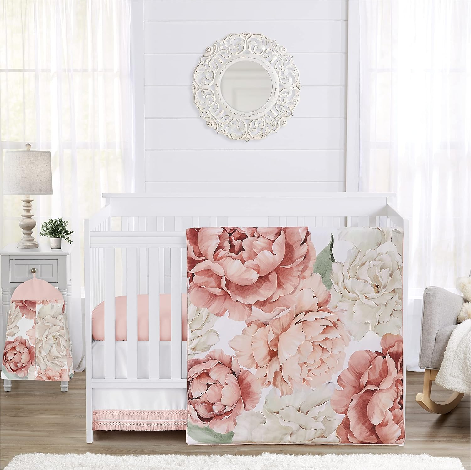 Sweet Jojo Designs Pink Boho Floral 4-Piece Baby Crib Set