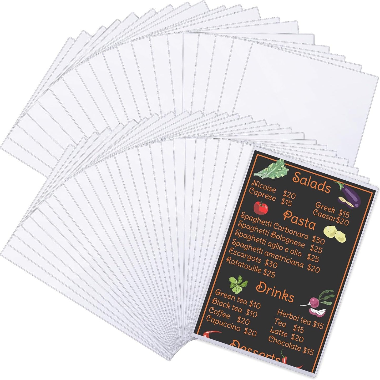 Henoyso 45 Pcs Clear Heavy Duty Menu Cover Rigid Protectors