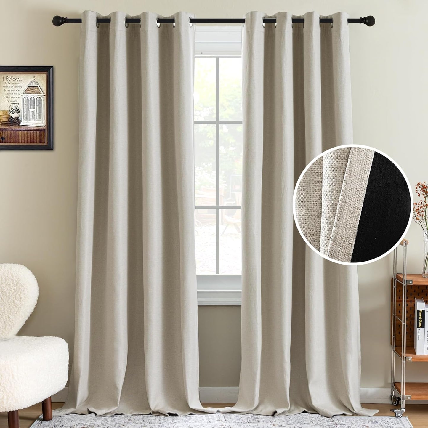 H.VERSAILTEX 90% Blackout Linen Curtains for Bedroom & Living Room