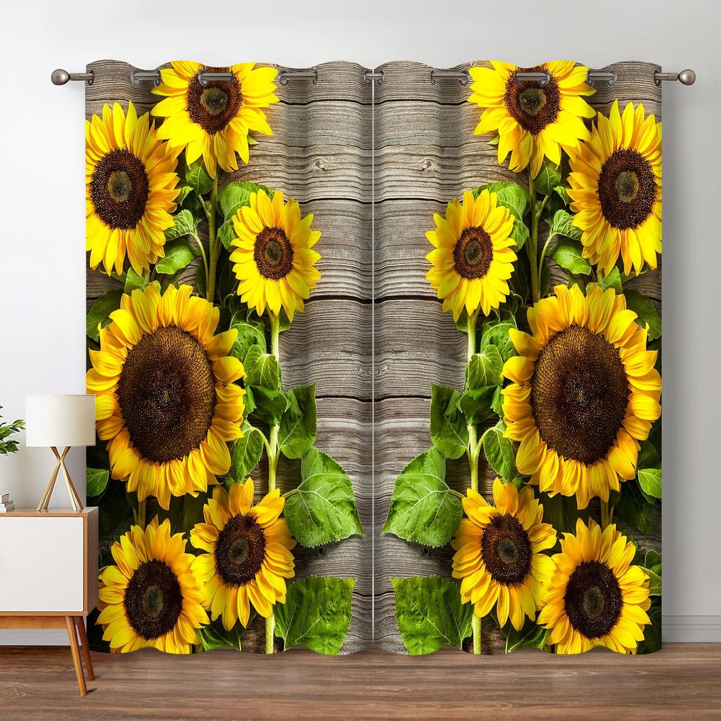 Jekeno Sunflower Floral Blackout Curtains for Home Decor
