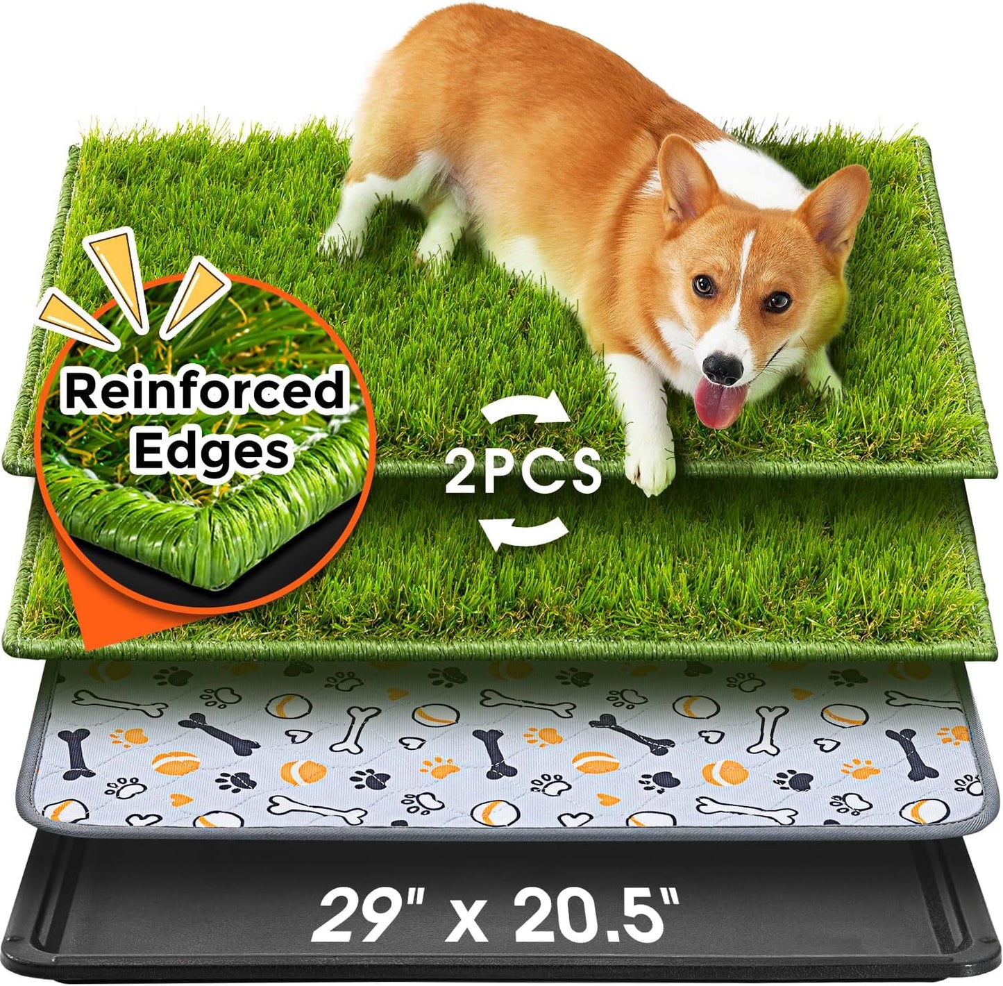 Hompet Dog Grass Pad with Tray for Indoor and Outdoor Use